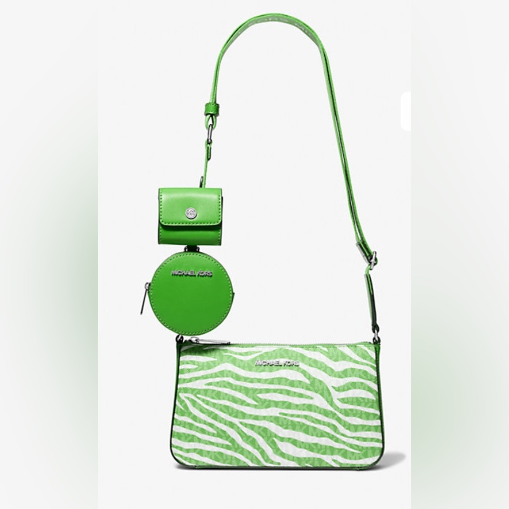 Michael Kors Green Zebra Print Crossbody Bag